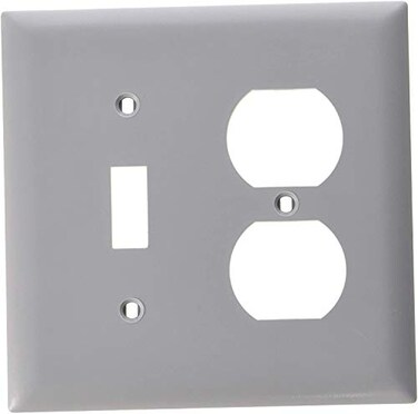Leviton 2Gang 1Toggle 1Duplex Device Combination Wallplate Standard Size Thermoplastic Nylon Device Mount 80705GY Gray