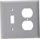 Leviton 2Gang 1Toggle 1Duplex Device Combination Wallplate Standard Size Thermoplastic Nylon Device Mount 80705GY Gray