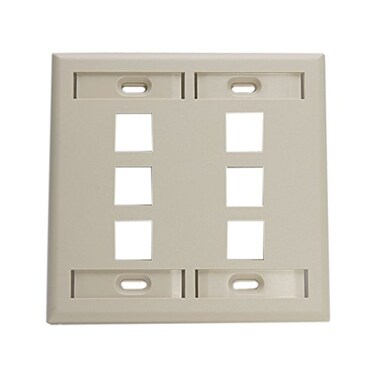 Leviton 6Port Dual Gang QuickPort Wallplate with ID Windows 420806IP Ivory