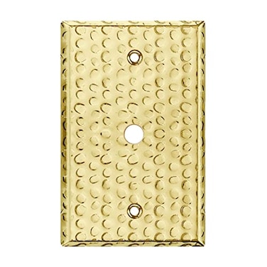 LIDER 0406 Diameter Hole Phone Cable Metal Wall Plate Outlet Cover Corrosion Resistant MidSize 1Gang 488 x 311 Steel Hammered Brass 1Pack