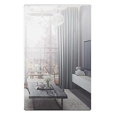 LIDER Blank Wall Plate Temperature and Impact Resistant Reflective Screwless Cover Modern Decoration Upgrade MidSize 1Gang 488 x 311 Acrylic Mirror Glass Silver 1Pack
