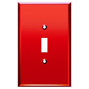 LIDER Toggle Switch Wall Plate Mirrored Light Switch Plate Plexiglass Switch Cover Mirrorlike Reflective Finish Modern Upgrade Oversized 1Gang 525 x 344 Acrylic Mirror Glass Red 1Pack