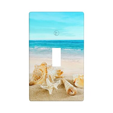 HUAYEWM Light Switch Cover Seashells On The Beach Wall Plates 1Gang Single Toggle 45 X 276 Inch 1 Pack
