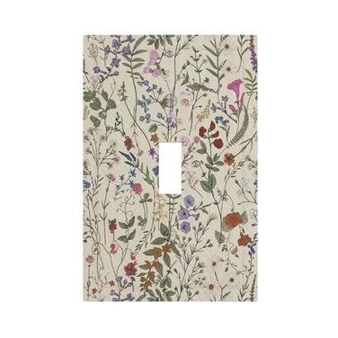 Lolreai LOLREAI Beige Background Boho Flowers Plant Leaf 1 Gang Light Switch Covers Single Toggle Wall Plate Decorative Switchcover Electrical Switchplate for Country Bathroom Bedroom Decor