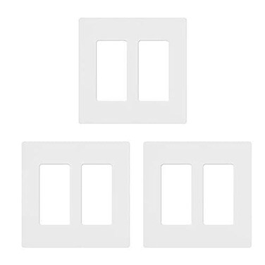 Lutron CW2WH3 White Claro 2 Gang Decorator Wallplate 3 Pack CW2WH