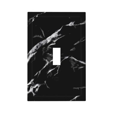 GSRLOD Luxury Natural Modern Abstract Black White Grey Marble Art Texture Patterns Decorative Single Toggle Device Decorator Outlet Light Switch Wall Plate Cover 1Gang Electrical Oversized Faceplate C