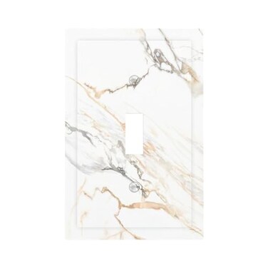 LWDZLHD White Gold Marble Light Switch Cover Decorative Wall Plate 1 Gang Single Toggle Electrical Faceplate for Bathroom Kitchen Bedroom 5 x 3