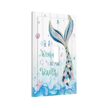 Xuejiaku Mermaid Ocean Blue Waves Kids Girl 1 Gang Light Switch Covers Decorative Single Toggle Wall Plate Switchcover Electrical Switchplate for Kidroom Bathroom Bedroom Decor