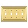 Dyekou Metal Wall Plate for Electrical Outlets Decorative Brass Gold Switch Plates Outlet Cover Light Switch Cover Plate 4Gang Wall Plates Quad Toggle 1 Pack