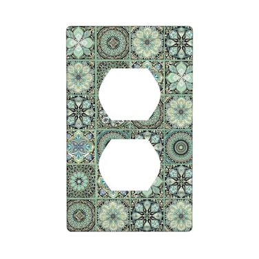 LRERNAJF Mexican Talavera Tile Pattern 1 Gang Outlet Cover Outlet Light Switch Cover Decorative Single Duplex Wall Plate Cover For Home Living Bedroom Kitchen Decorative