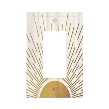 Spshian Mid Century Boho Abstract Sunrise Gold Sun 1 Gang Rocker Light Switch Covers Decorative Single Decora Outlet Wall Plate Faceplate Switchplate GFCI for Country Bathroom Bedroom Decor