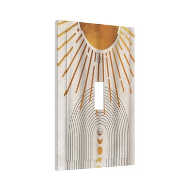 Wpshijia Mid Century Gold Sun Abstract Arch Boho Moon 1 Gang Light Switch Covers Decorative Unique Single Toggle Wall Plate Switchcover Electrical Switchplate for Kitchen Bathroom Bedroom Decor