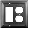 Monarch Abode 19164 Double Switch Architectural Rocker Duplex Combination Aluminum Decorative Wall Plate Switch Plate Outlet Cover 2Gang Matte Black