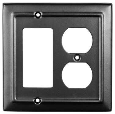 Monarch Abode 19164 Double Switch Architectural Rocker Duplex Combination Aluminum Decorative Wall Plate Switch Plate Outlet Cover 2Gang Matte Black