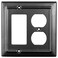 Monarch Abode 19164 Double Switch Architectural Rocker Duplex Combination Aluminum Decorative Wall Plate Switch Plate Outlet Cover 2Gang Matte Black