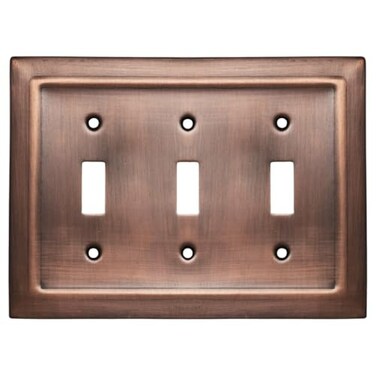 Monarch Abode Toggle Light Switch Cover Plate 3Gang Antique Copper Outlet Covers Architectural Decorative Outlet Cover Wall Plates Light Switch Plate Covers for Electrical Outlets Pack of 1