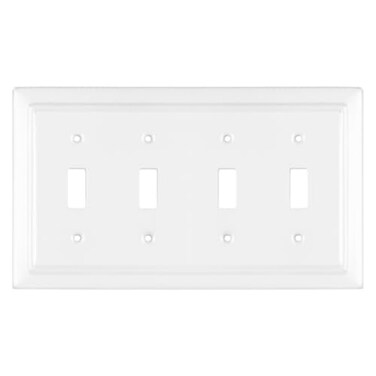 Monarch Abode Toggle Light Switch Cover Plate 4Gang White Outlet Covers Architectural Decorative Outlet Cover Wall Plates Light Switch Plate Covers for Electrical Outlets Pack of 1