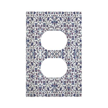 Wpshijia Moroccan Blue Floral Victorian Rococo Baroque Single Duplex Wall Plate Covers Light Switch Cover 1 Gang Outlet Plate Decorative Switchplate Covers Electrical Faceplate for Bathroom Bedroom De