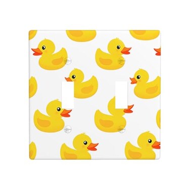Moslion Duck Toy Double Toggle Wall Plate Cute Animal Shower Ducks 2Gang Light Plug Protector Device Mount Cover Living Room Bedroom