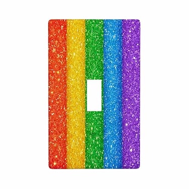 Moslion Rainbow Shine 1Gang Toggle Wall Plate Colorful Sparkle Confetti Glitter Bling Light Switch Plug Covers Home Kitchen Bathroom Bedroom Decor