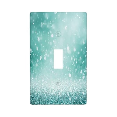 Moslion Teal Turquoise Sparkle Single Toggle Wall Plate Green Shine Glitter Bling Light Switch Outlet Cover Plug Decor Home Office Living Room