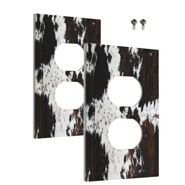 Muzumu MUZUMU Rustic Cowhide Print Duplex Outlet Cover Plate