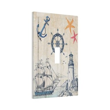Xuejiaku Nautical Sailboat Beach Anchor Pirate Beacon Ocean 1 Gang Light Switch Covers Decorative Single Toggle Wall Plate Switchcover Electrical Switchplate for Farmhouse Bathroom Bedroom Decor