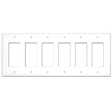 NEU 6Gang MidSize Decorator Light Switch Outlet Cover Wall Plates 12 x 475 Unbreakable Polycarbonate Thermoplastic Glossy White