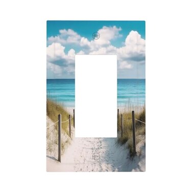 Oilbiexn OILbiexn Decorative Outlet Covers Beach Blue Sea Seascape Shoreside Seaside 1 Gang Light Switch Cover Single Rocker Wall Plate Decora GFCI Electrical Switchplate for Bathroom Bedroom Decor
