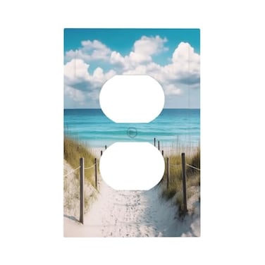 Oilbiexn OILbiexn Outlet Covers Beach Blue Sea Seascape Shoreside Seaside 1 Gang Duplex Light Switch Cover Plate Decorative Wall Plates Electrical Switchplate Socket Covers for Bathroom Bedroom Decor