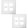 OKAWYC Double Duplex Outlet Light Switch Cover Luca Metal Wall Plate 2Pack White 2 Gang for Receptacle Light Switch Switch Cover Decorative Wallplate Durable