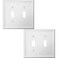 OKAWYC Double Toggle Light Switch Cover Luca Metal Wall Plate 2Pack White 2 Gang Light Switch Cover Decorative Wallplate Durable