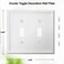 OKAWYC Double Toggle Light Switch Cover Luca Metal Wall Plate 2Pack White 2 Gang Light Switch Cover Decorative Wallplate Durable