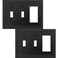OKAWYC Double ToggleSingle Decorator Light Switch Cover Belaire Beaded Metal Wall Plate 2Pack Black 3 Gang for Receptacle Dimmer Switch GFCI Outlet Decorative Wallplate Durable