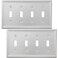 OKAWYC Quadruple Toggle Light Switch Cover Luca Metal Wall Plate 2Pack Brushed Nickel 4 Gang Light Switch Cover Decorative Wallplate Durable