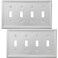 OKAWYC Quadruple Toggle Light Switch Cover Luca Metal Wall Plate 2Pack Brushed Nickel 4 Gang Light Switch Cover Decorative Wallplate Durable