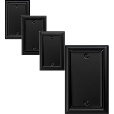 OKAWYC Single Blank Light Switch Cover Adler Metal Wall Plate 4Pack Black 1 Gang Light Switch Cover Outlet Cover Decorative Wallplate Durable