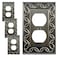 OKAWYC Single Duplex Outlet Cover Plate 4Pack Brushed Satin Pewter Antique Nickel NovaBloom Metal Wall Plate 1 Gang Light Switch Cover Receptacle Decorative Wallplate Durable