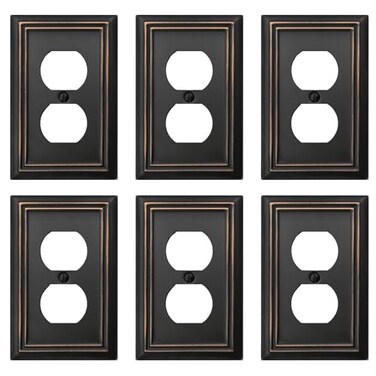 OKAWYC Single Duplex Outlet Light Switch Cover Adler Metal Wall Plate 6Pack Aged Bronze 1 Gang for Receptacle Light Switch Switch Cover Decorative Wallplate Durable