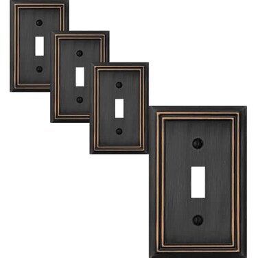 OKAWYC Single Toggle Light Switch Cover Adler Metal Wall Plate 4Pack Aged Bronze 1 Gang Light Switch Cover Decorative Wallplate Durable