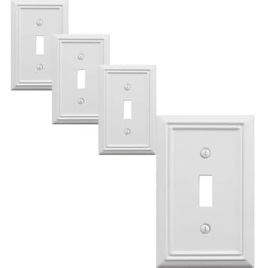 OKAWYC Single Toggle Light Switch Cover Adler Metal Wall Plate 4Pack White 1 Gang Light Switch Cover Decorative Wallplate Durable