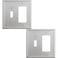 OKAWYC ToggleDecorator Light Switch Cover Aria Metal Wall Plate 2Pack Brushed Nickel 2 Gang for Receptacle Dimmer Switch GFCI Outlet Switch Cover Decorative Wallplate Durable
