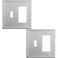 OKAWYC ToggleDecorator Light Switch Cover Aria Metal Wall Plate 2Pack Brushed Nickel 2 Gang for Receptacle Dimmer Switch GFCI Outlet Switch Cover Decorative Wallplate Durable