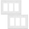 OKAWYC Triple Decorator Light Switch Cover Belaire Beaded Metal Wall Plate 2Pack White 3 Gang Triple Rocker Receptacle Dimmer Switch Cover GFCI Outlet Decorative Wallplate Durable