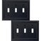 OKAWYC Triple Toggle Light Switch Cover Adler Metal Wall Plate 2Pack Black 3 Gang Light Switch Cover Decorative Wallplate Durable