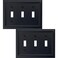 OKAWYC Triple Toggle Light Switch Cover Adler Metal Wall Plate 2Pack Black 3 Gang Light Switch Cover Decorative Wallplate Durable