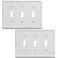 OKAWYC Triple Toggle Light Switch Cover Aria Metal Wall Plate 2Pack White 3 Gang Light Switch Cover Decorative Wallplate Durable