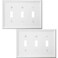 OKAWYC Triple Toggle Light Switch Cover Luca Metal Wall Plate 2Pack White 3 Gang Light Switch Cover Decorative Wallplate Durable