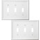 OKAWYC Triple Toggle Light Switch Cover Luca Metal Wall Plate 2Pack White 3 Gang Light Switch Cover Decorative Wallplate Durable