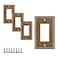 SLEEKLIGHTING Pack of 4 Wall Plate Outlet Switch Covers by SleekLighting Decorative Zinc Cast Sponged Bronze Variety of Styles RockerReceptacleToggle Combo Size 1 Decorator